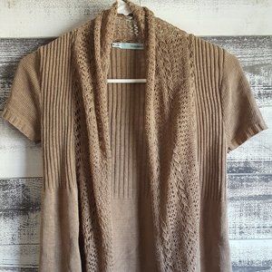 Short-Sleeved Light Tan Cardigan